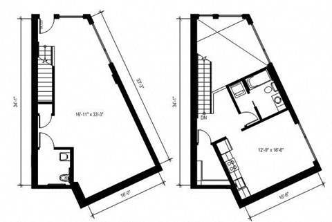 Stack House Apartments in Seattle, Washington 1x1.5 Live Work Floor Plan